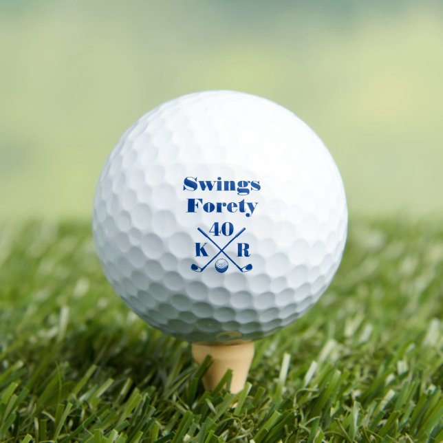 Balles De Golf Moderne 40 50 60 Anniversaire Golf Monogramme Bleu (T-shirt Insitu)