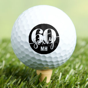 Balles De Golf Moderne 60e Anniversaire Noir