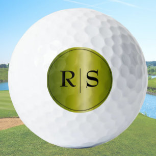 Balles De Golf Moderne Élégant Monogrammé Or et Noir