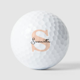Balles De Golf Moderne Elégant Personnalisé Monogramme rose initi
