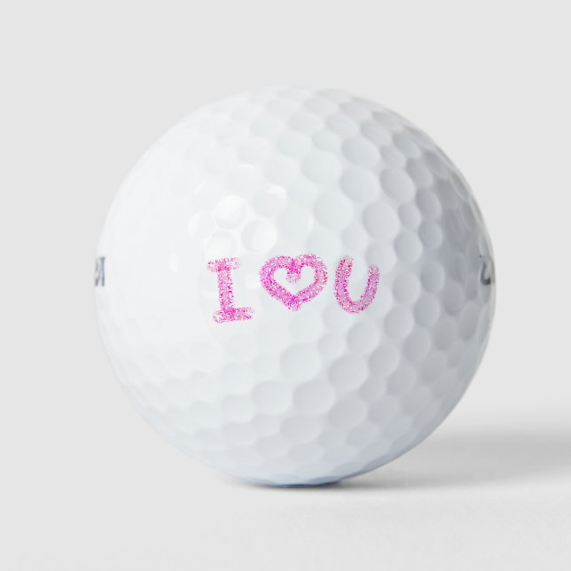 Balles De Golf Moderne Je T'Aime Rose Blanc | Saint Valentin (Devant)