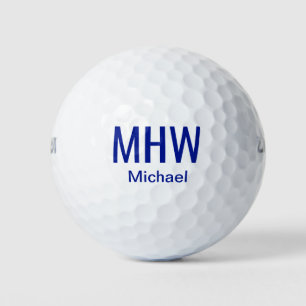 Balles De Golf Moderne Monogramme Bleu