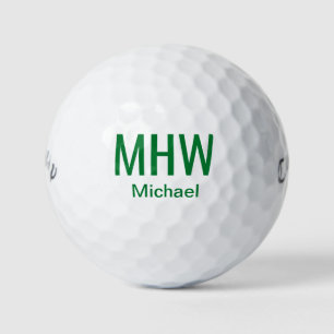 Balles De Golf Moderne Monogramme Vert