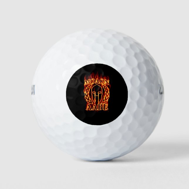 Balles De Golf Molon Labe Guerrier spartiate en feu (Devant)