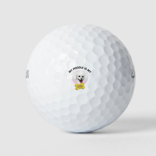 Balles De Golf Mon caniche est mon endroit heureux (Devant)