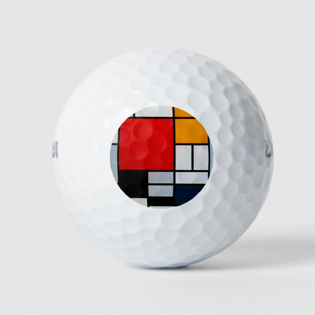 Balles De Golf Mondrian - Composition avec grand plan rouge (Devant)