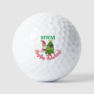 Balles De Golf Monogram Funky Père Noël Golf Ball