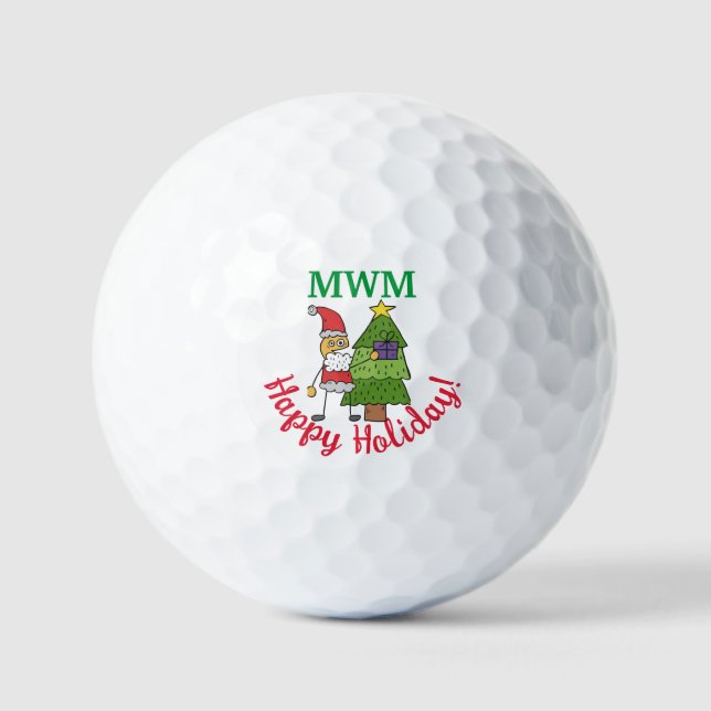 Balles De Golf Monogram Funky Père Noël Golf Ball (Recto)