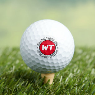 Balles De Golf Monogram Golf Ball avec nom Red Logo