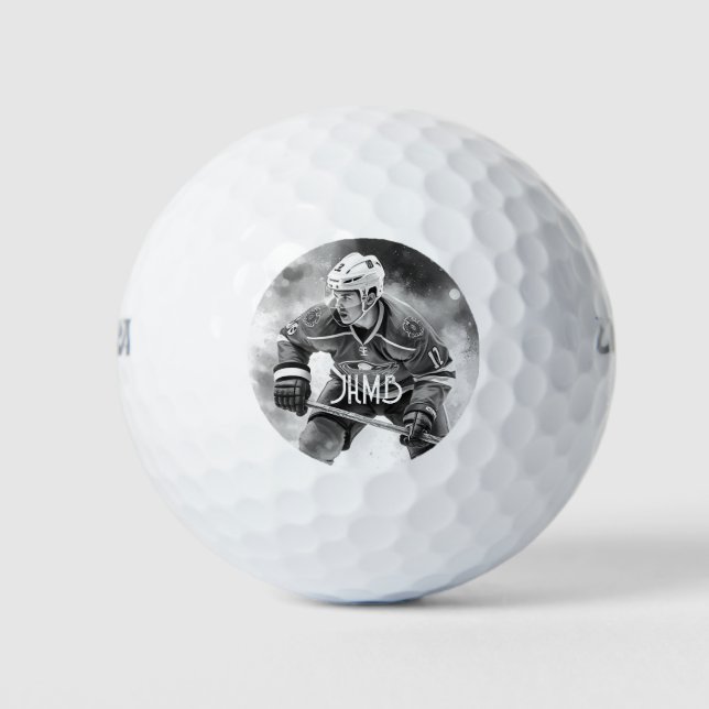 Balles De Golf Monogram Hockey Player Sport (Devant)