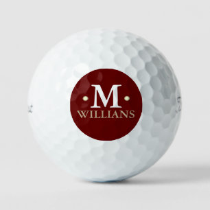 Balles De Golf Monogramme 1 lettre personnalisée Cercle rouge fon