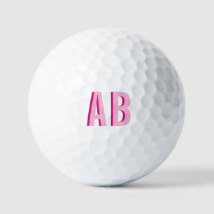 Balles De Golf Monogramme à 2 lettres rose gras empilé