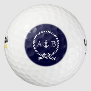 Balles De Golf Monogramme Ancre bleue et corde de la Marine