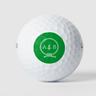 Balles De Golf Monogramme Ancre verte et corde