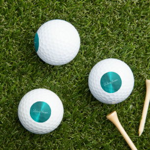 Balles De Golf Monogramme bleu brillant en faux métal