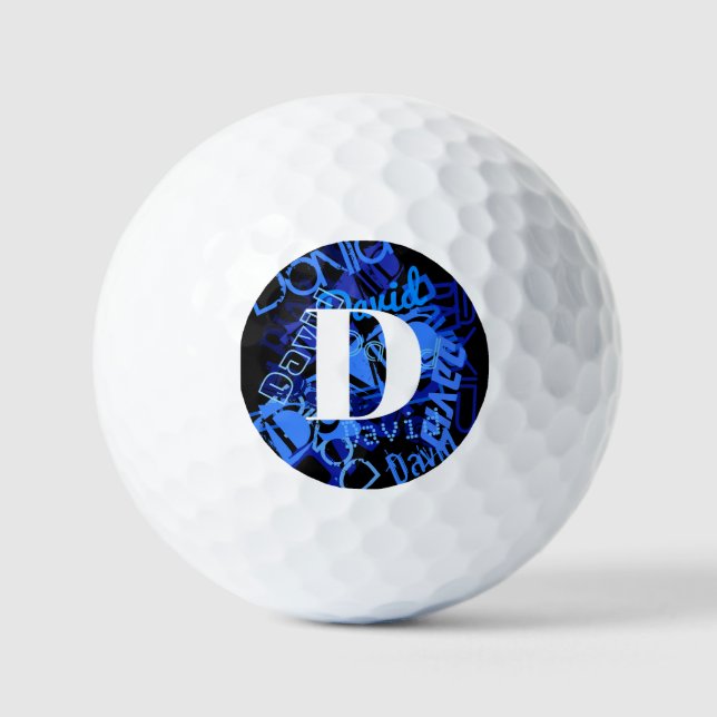 Balles De Golf Monogramme bleu créatif (Recto)
