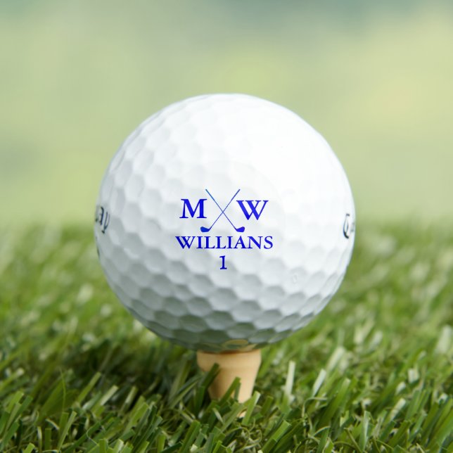 Balles De Golf Monogramme bleu (nom et initiales du golfeur) (T-shirt Insitu)