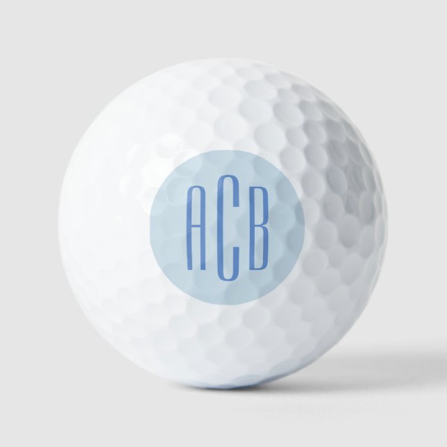 Balles De Golf Monogramme bleu simple à trois lettres (Recto)