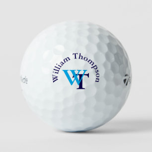 Balles De Golf Monogramme bleu simple personnalisé