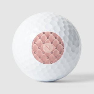 Balles De Golf Monogramme Blush Pink Satin Élégant Chic Metallic