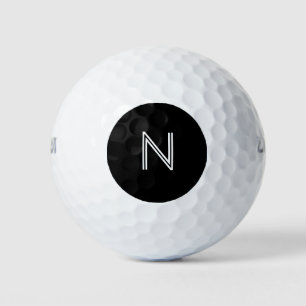 Balles De Golf Monogramme cercle noir police blanche moderne