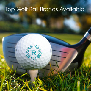 Balles De Golf Monogramme classique personnalisé Wreath Turquoise