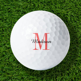 Balles De Golf Monogramme corail initial et nom personnalisé