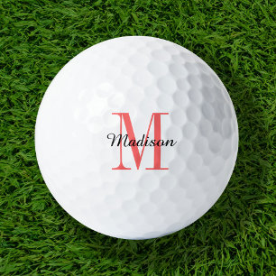 Balles De Golf Monogramme Corail Initiale et Nom Personnalisés
