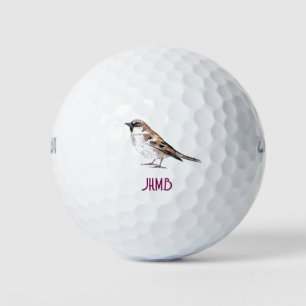 Balles De Golf Monogramme d'animal de compagnie oiseau moineau mi