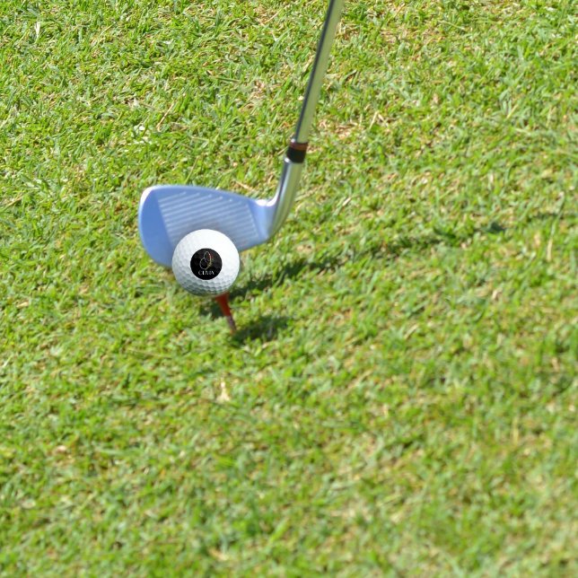 Balles De Golf monogramme d'aquarelle O Pickleball noir Paddle (Créateur téléchargé)