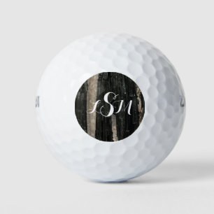 Balles De Golf Monogramme de bande verticale noir et blanc en pie
