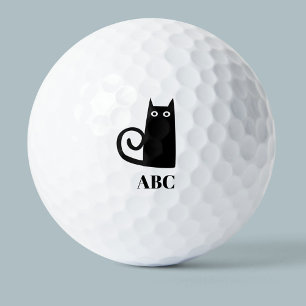Balles De Golf Monogramme de chat noir