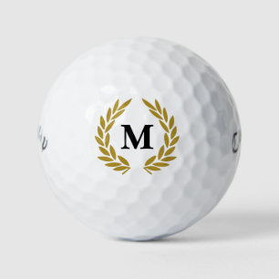 Balles De Golf monogramme de couronne de laurier en or