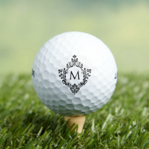 Balles De Golf Monogramme de crête initial en Ornat Vintage éléga