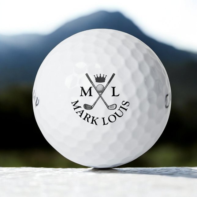 Balles De Golf Monogramme de golfeur Clubs croisés et Couronne Ki (Créateur téléchargé)