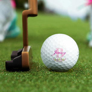 Balles De Golf monogramme de Jacquard rose nom golf monogramme