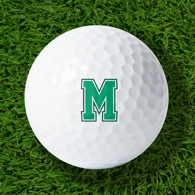 Balles De Golf Monogramme de la Varsité verte (Créateur téléchargé)