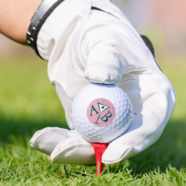 Balles De Golf Monogramme de Martini rose (Créateur téléchargé)