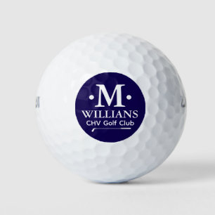 Balles De Golf Monogramme de nom personnalisé 1 lettre bleu foncé