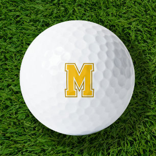 Balles De Golf Monogramme de Varsité jaune