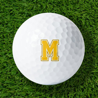 Balles De Golf Monogramme de Varsité jaune