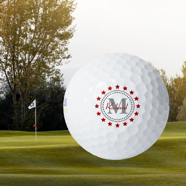 Balles De Golf Monogramme des étoiles rouges (Créateur téléchargé)