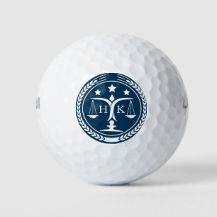 Balles De Golf Monogramme du logo de justice blanc et bleu