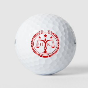 Balles De Golf Monogramme du logo de la justice rouge