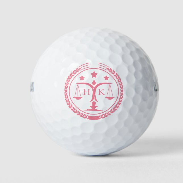 Balles De Golf Monogramme du logo GirlyPink Justice (Devant)