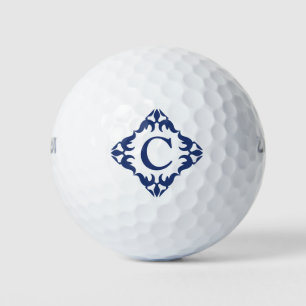 Balles De Golf Monogramme encadré en Filigree en bleu marine