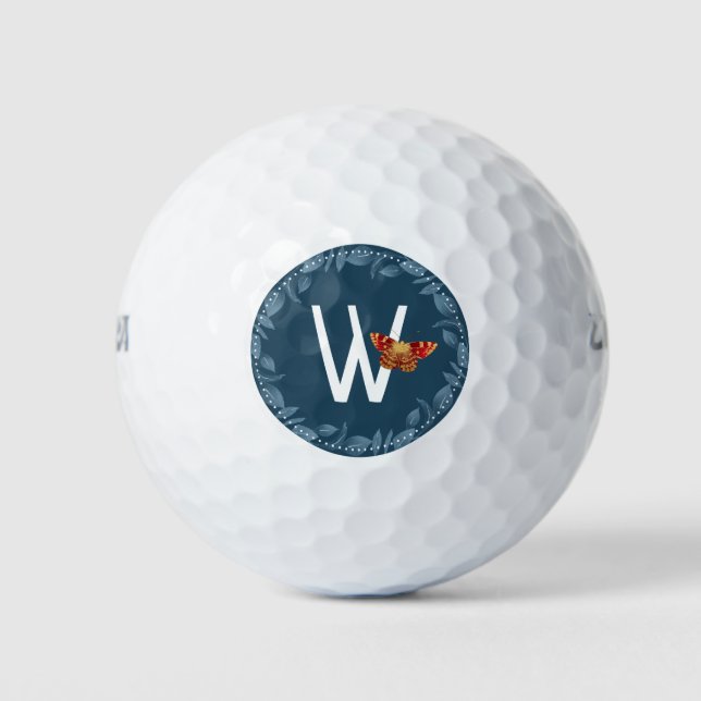 Balles De Golf Monogramme floral papillon (Devant)