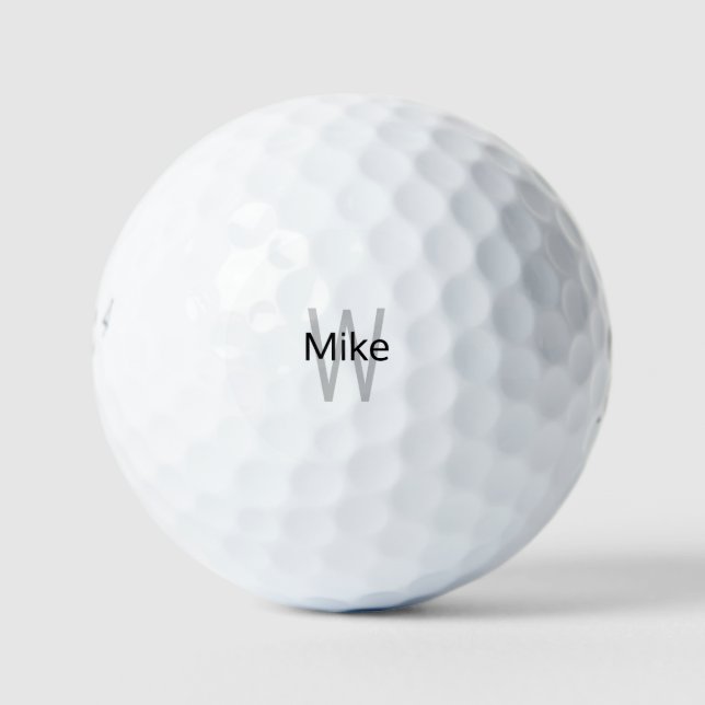 Balles De Golf Monogramme gris et noir personnalisé (Devant)