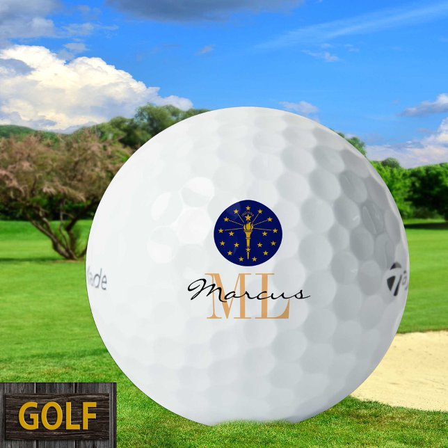 Balles De Golf Monogramme Indiana Flag & Indiana, USA Golf (Créateur téléchargé)