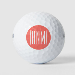Balles De Golf Monogramme initial   Blanc Sur Le Corail